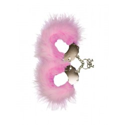 Kajdanki-Śmieszna zabawka-kadanki - Metallic Handcuffs,Feather Cov.. Pink - Adrien Lastic