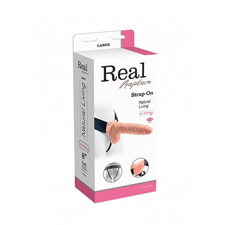 Proteza-VIBRATORE STRAP ON CAVO REAL RAPTURE 8 FLESH WITH BALLS - Real Rapture