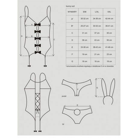 Bielizna-Bunny suit kostium L/XL - Obsessive