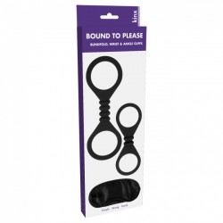 Kajdanki- Me You Us Bound To Please Blindfold Wrist And Ankle Cuffs Black - Me You Us