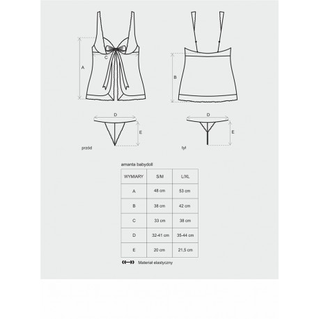 Bielizna-Amanta babydoll i stringi L/XL - Obsessive