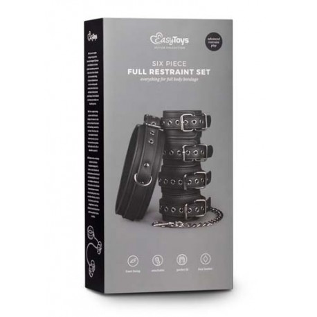 Kajdanki-Fetish set with collar, ankle- and wrist cuffs - EasyToys