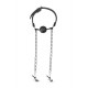 Knebel-Open Ball Gag With Nipple Clamps - EasyToys