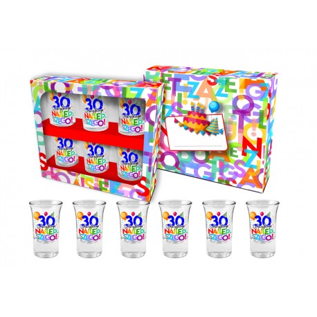 Szkło - URODZINOWE LITERKI 30 zestaw 6 kieliszków 35 ml - BGtech