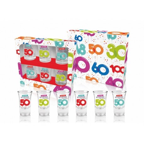 Szkło - URODZINOWE LITERKI 50 zestaw 6 kieliszków 35 ml - BGtech