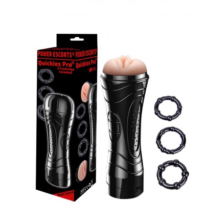 Quickes Pro - Vibrating masturbator + 3 pack cockring - Power Escorts