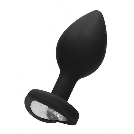 Diamond Heart Butt Plug - Large - Black - Ouch!