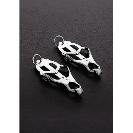 2 Squeezer Teaser Clover Nipple Clamps W Ring - Steel